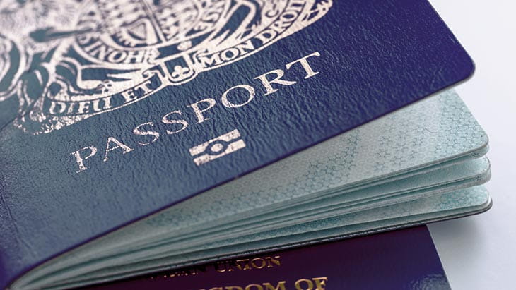 A blue British passport